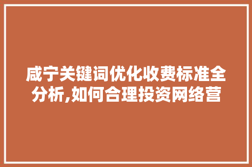咸宁关键词优化收费标准全分析,如何合理投资网络营销