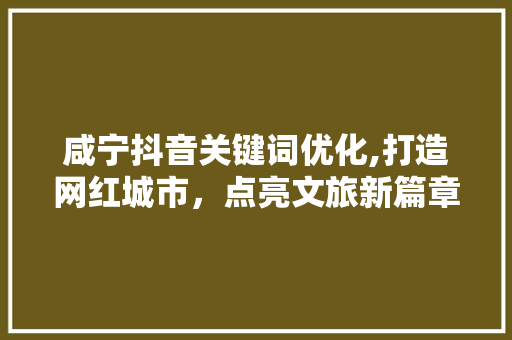 咸宁抖音关键词优化,打造网红城市，点亮文旅新篇章