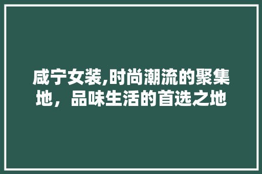 咸宁女装,时尚潮流的聚集地，品味生活的首选之地