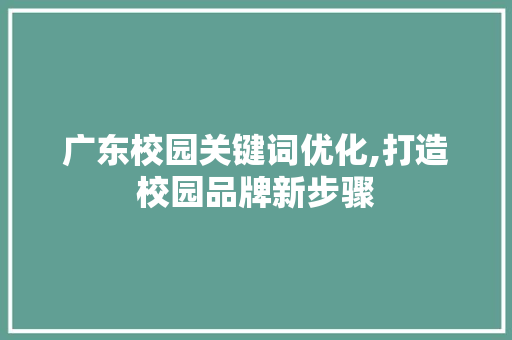 广东校园关键词优化,打造校园品牌新步骤