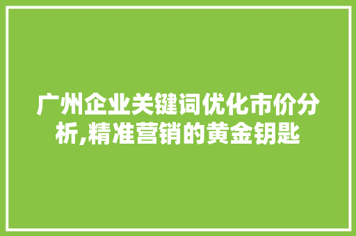 广州企业关键词优化市价分析,精准营销的黄金钥匙 响应式设计