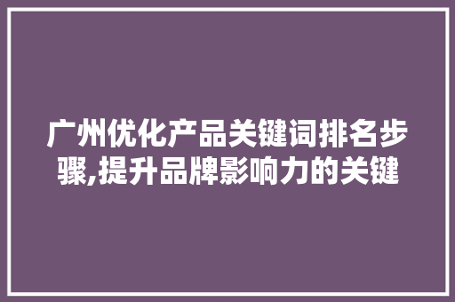 广州优化产品关键词排名步骤,提升品牌影响力的关键路径