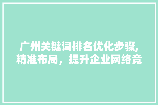 广州关键词排名优化步骤,精准布局，提升企业网络竞争力