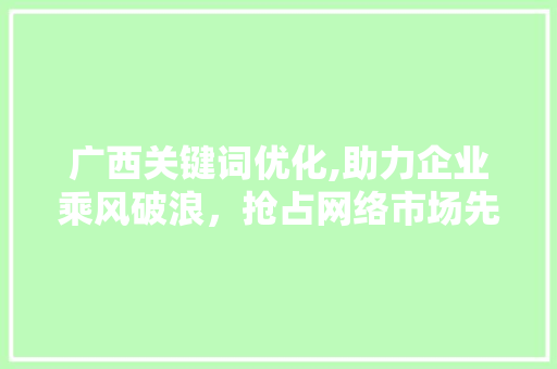 广西关键词优化,助力企业乘风破浪，抢占网络市场先机