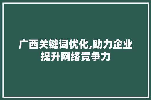 广西关键词优化,助力企业提升网络竞争力