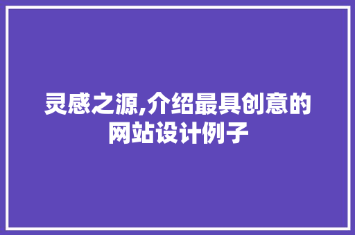 灵感之源,介绍最具创意的网站设计例子