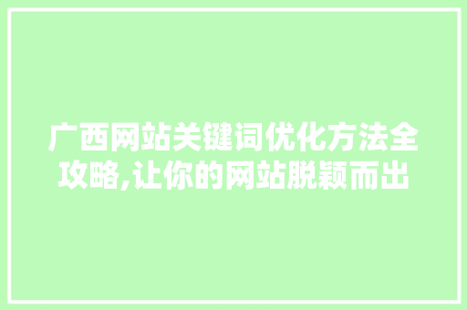 广西网站关键词优化方法全攻略,让你的网站脱颖而出