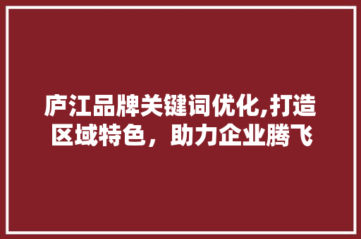 庐江品牌关键词优化,打造区域特色，助力企业腾飞