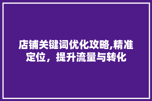 店铺关键词优化攻略,精准定位，提升流量与转化