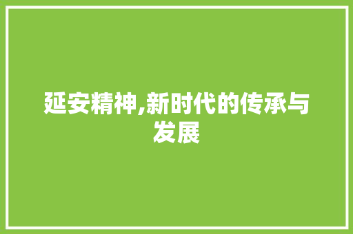 延安精神,新时代的传承与发展