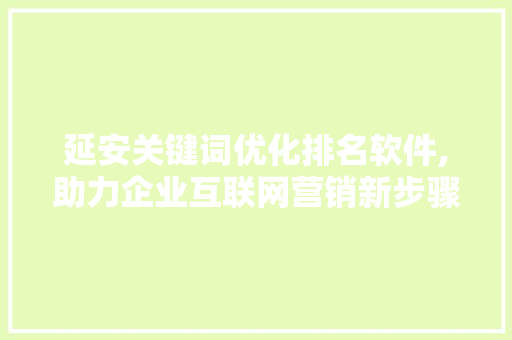延安关键词优化排名软件,助力企业互联网营销新步骤