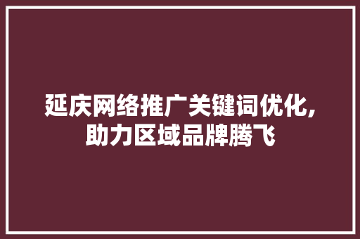 延庆网络推广关键词优化,助力区域品牌腾飞