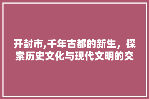 开封市,千年古都的新生，探索历史文化与现代文明的交融