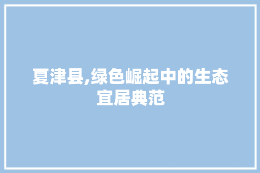 夏津县,绿色崛起中的生态宜居典范