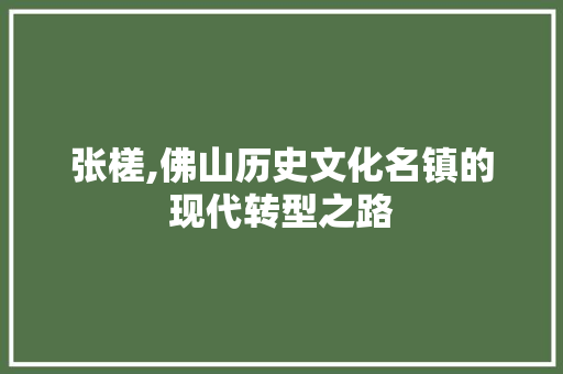 张槎,佛山历史文化名镇的现代转型之路