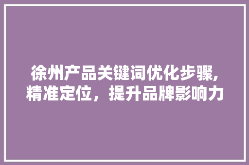 徐州产品关键词优化步骤,精准定位，提升品牌影响力