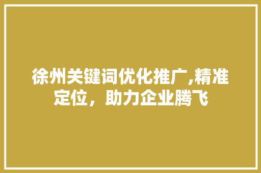 徐州关键词优化推广,精准定位，助力企业腾飞