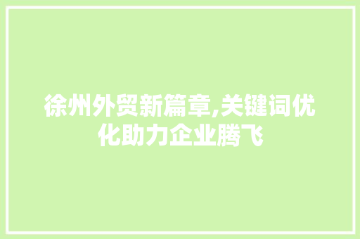 徐州外贸新篇章,关键词优化助力企业腾飞