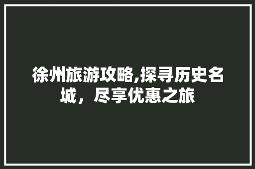 徐州旅游攻略,探寻历史名城，尽享优惠之旅