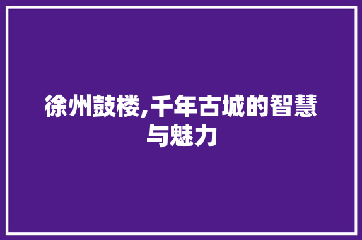 徐州鼓楼,千年古城的智慧与魅力