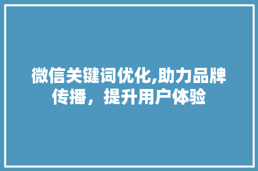 微信关键词优化,助力品牌传播，提升用户体验