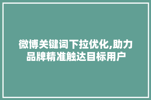 微博关键词下拉优化,助力品牌精准触达目标用户