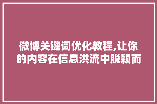 微博关键词优化教程,让你的内容在信息洪流中脱颖而出