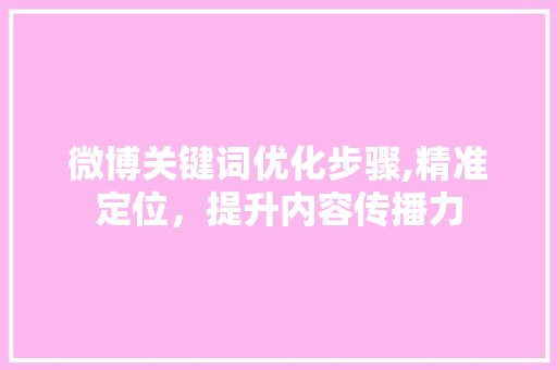 微博关键词优化步骤,精准定位，提升内容传播力