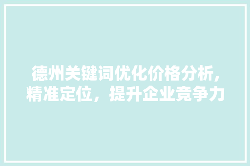 德州关键词优化价格分析,精准定位，提升企业竞争力