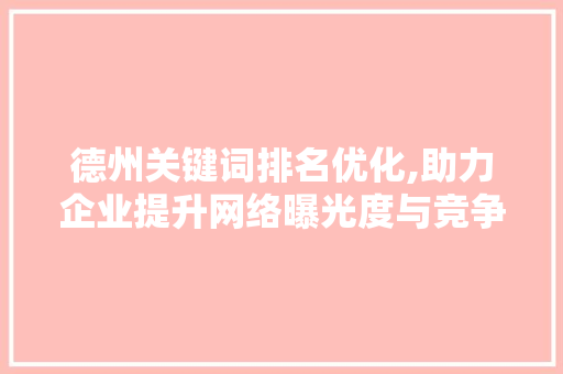 德州关键词排名优化,助力企业提升网络曝光度与竞争力
