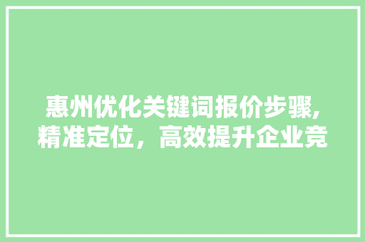 惠州优化关键词报价步骤,精准定位，高效提升企业竞争力
