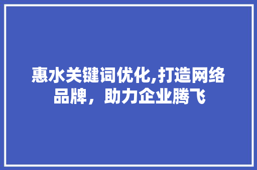惠水关键词优化,打造网络品牌，助力企业腾飞
