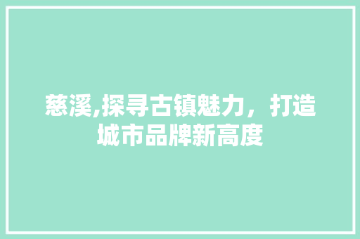 慈溪,探寻古镇魅力，打造城市品牌新高度
