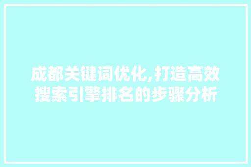 成都关键词优化,打造高效搜索引擎排名的步骤分析