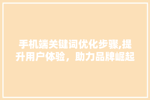 手机端关键词优化步骤,提升用户体验，助力品牌崛起