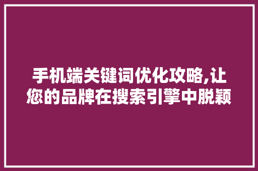 手机端关键词优化攻略,让您的品牌在搜索引擎中脱颖而出