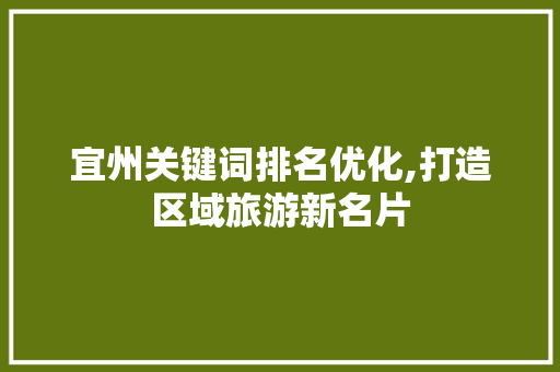 宜州关键词排名优化,打造区域旅游新名片