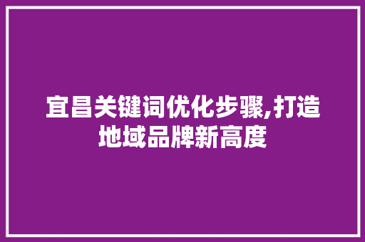 宜昌关键词优化步骤,打造地域品牌新高度
