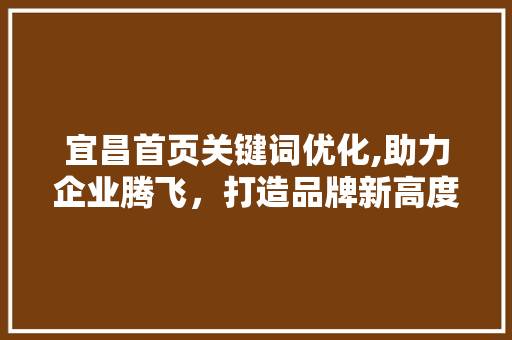 宜昌首页关键词优化,助力企业腾飞，打造品牌新高度
