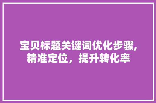 宝贝标题关键词优化步骤,精准定位，提升转化率