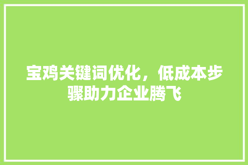 宝鸡关键词优化，低成本步骤助力企业腾飞