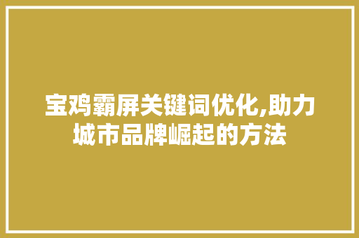 宝鸡霸屏关键词优化,助力城市品牌崛起的方法