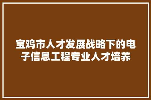 宝鸡市人才发展战略下的电子信息工程专业人才培养