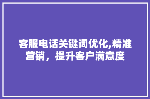 客服电话关键词优化,精准营销，提升客户满意度