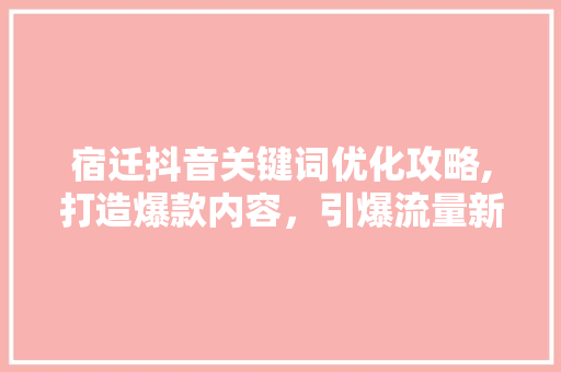 宿迁抖音关键词优化攻略,打造爆款内容，引爆流量新高峰