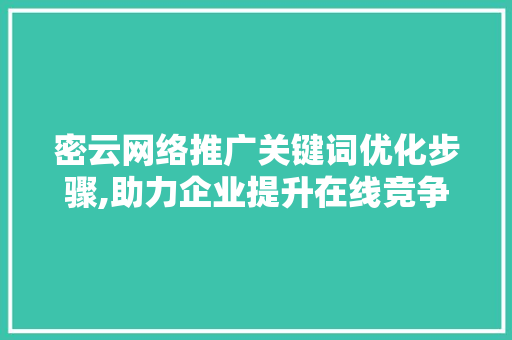 密云网络推广关键词优化步骤,助力企业提升在线竞争力