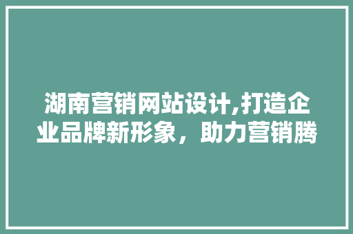 湖南营销网站设计,打造企业品牌新形象，助力营销腾飞 前端技术
