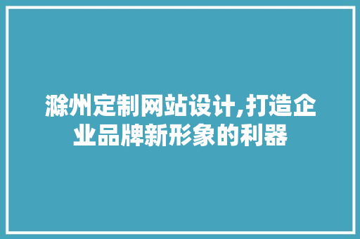 滁州定制网站设计,打造企业品牌新形象的利器 项目报告