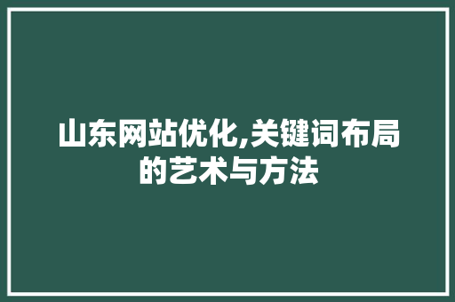 山东网站优化,关键词布局的艺术与方法