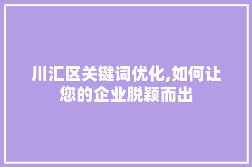 川汇区关键词优化,如何让您的企业脱颖而出